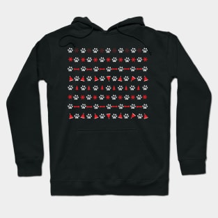 Striped black and red pattern with paw prints II Hoodie